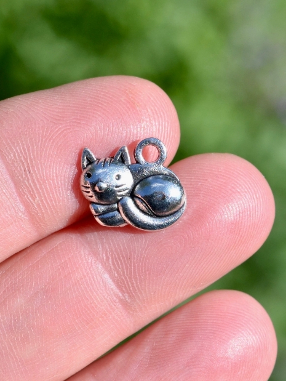 Silver Cat Charm Pendant - Cute Kitty Accent - Picture 2 of 6